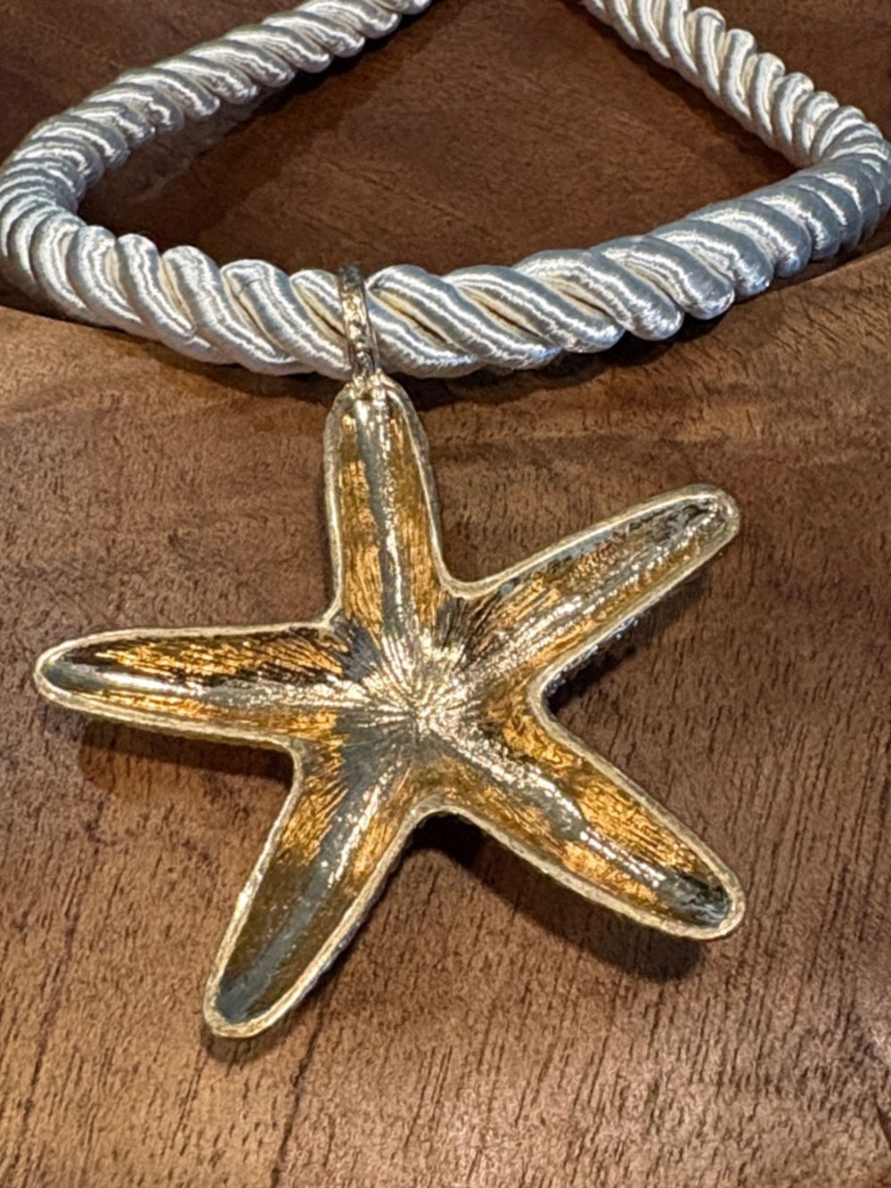 Zara Gold Starfish Pendant on Cream Twisted Cord - Picture 8 of 12